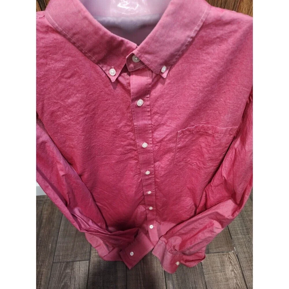 Banana Republic Button Up Shirt Men XXL 2XL Red Long Sleeve Soft Wash Casual